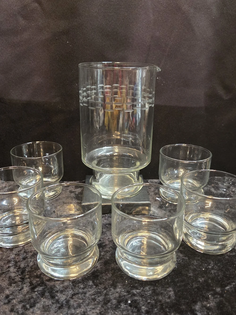 Princess House Clear Glass Pitcher and 6 Tumbler Set - Clear